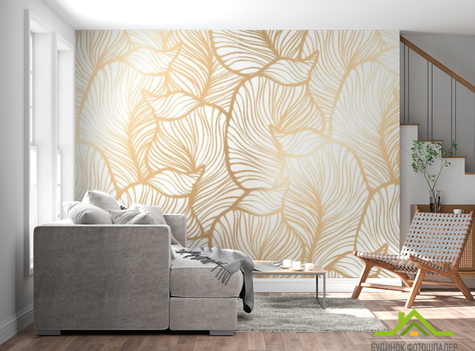 выбрать Фотошпалери Золоті листя Фотообої по стилю на стіну