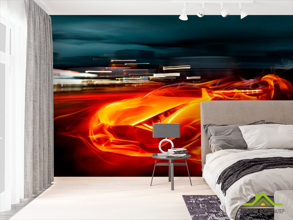 Фотообои Огненный автомобиль