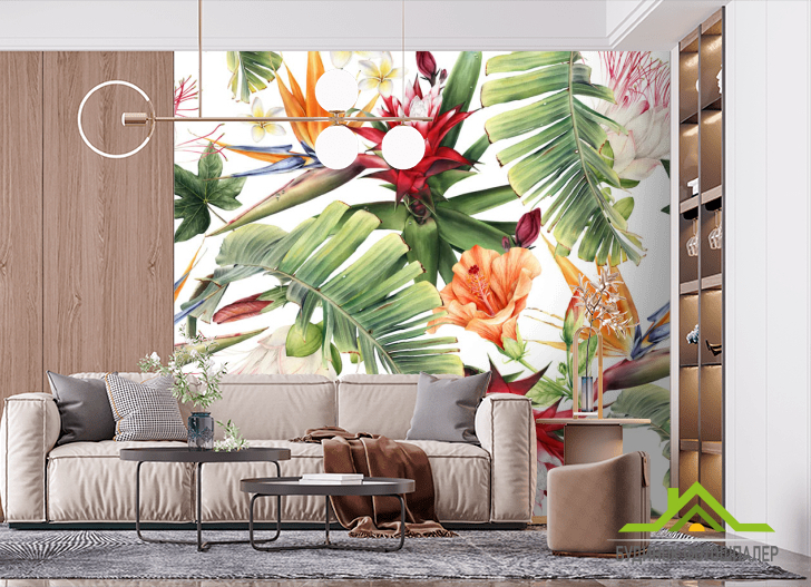 Фотошпалери Тропічні листя і квіти