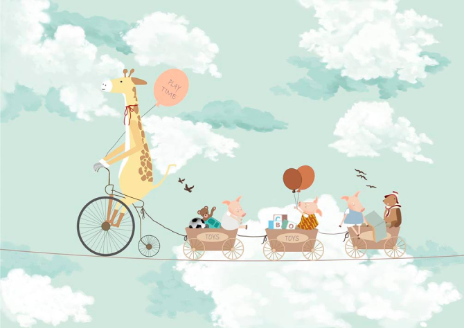 Фотообои Животные на велосипеде