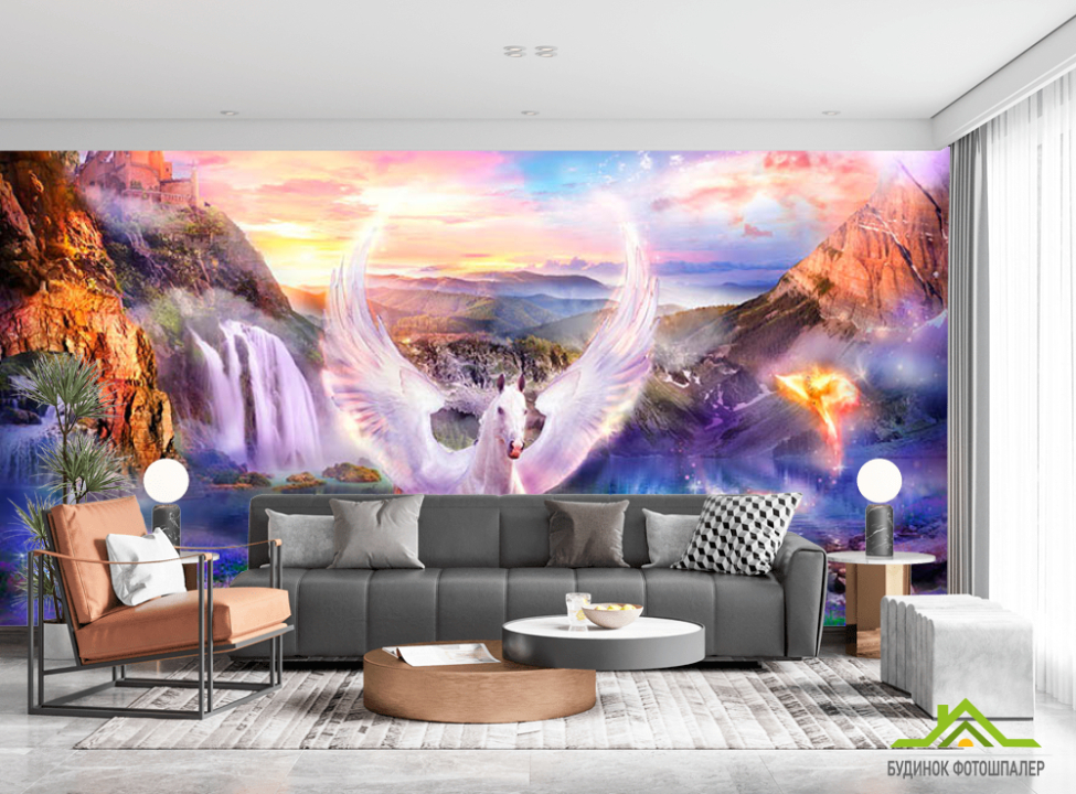 выбрать Фотошпалери Кінь біля озера Фотошпалери Фрески на стіну