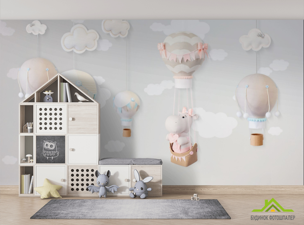 выбрать Фотошпалери повітряні кулі з тваринами Фотошпалери Little kids на стіну