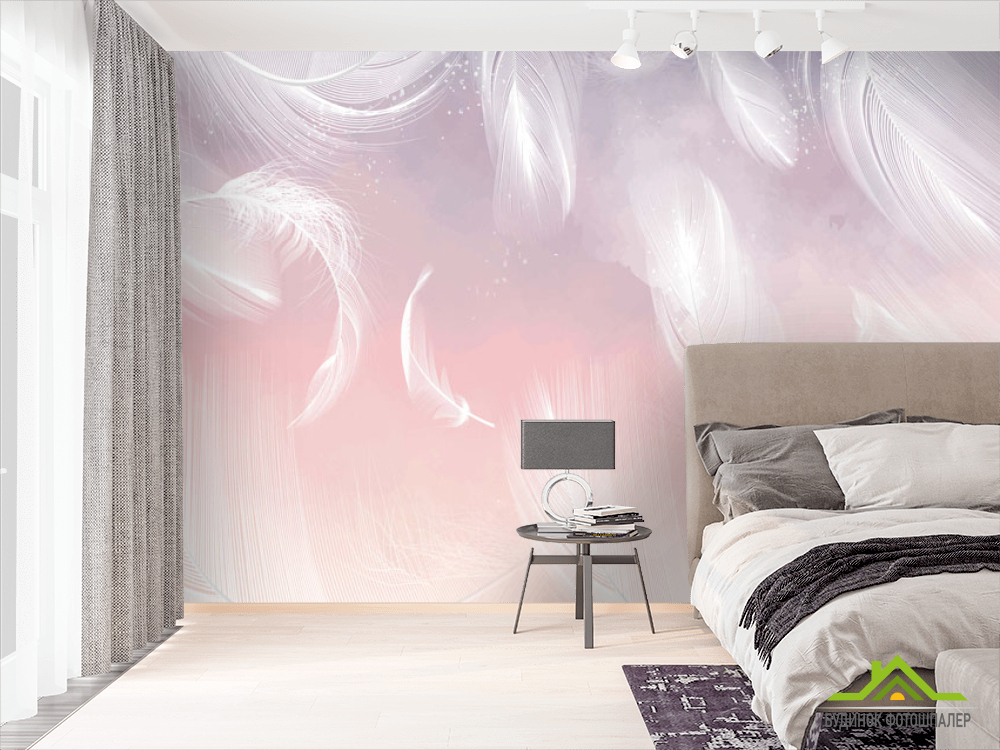 Фотошпалери Пір'я на тлі фіолетового градієнта.