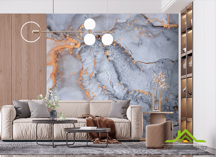 Фотошпалери Сірий флюїд з золотом