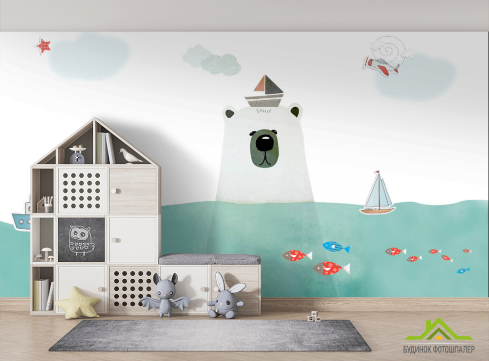 выбрать Фотообои Медведь в воде Фотообои в детскую на стену