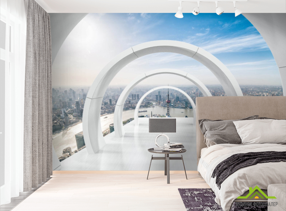 выбрать Фотошпалери Вид на місто Фотошпалери Вид з вікна на стіну