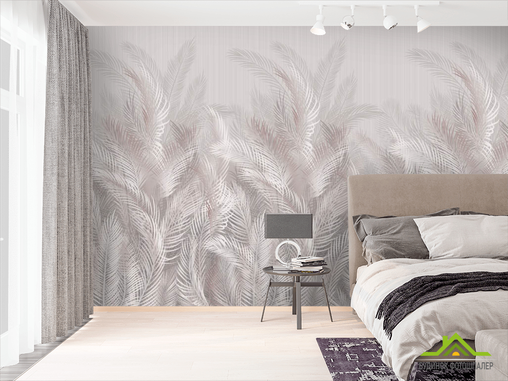 Фотошпалери бежеві листя тропічні