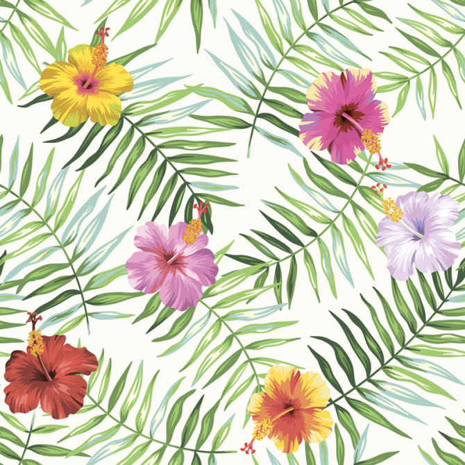 Фотошпалери Листя папороті і гібіскус