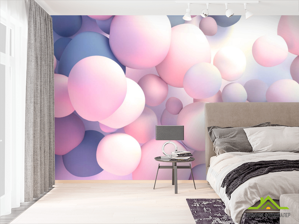 Фотообои Розовые 3д шары
