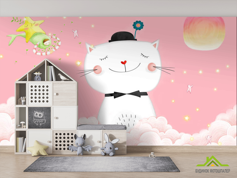 Фотообои Розовый котик