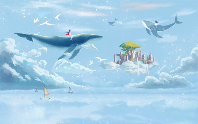 Фотошпалери синій кит