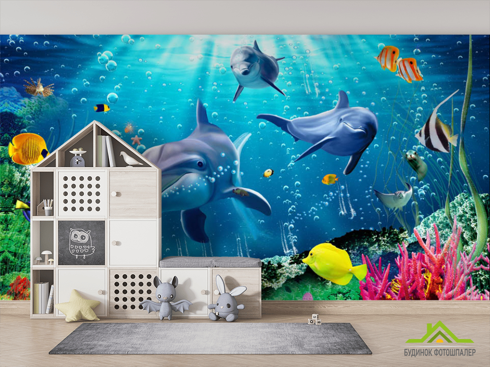 Фотошпалери Дельфіни в морі