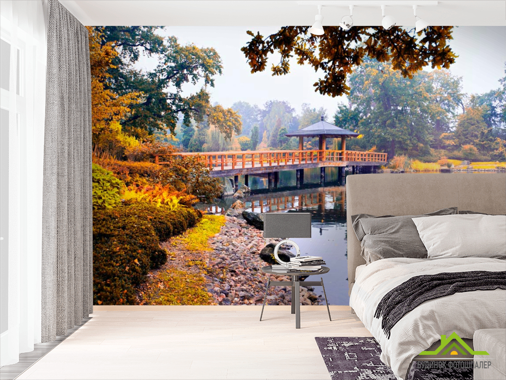 Фотообои Мостик в японском саду