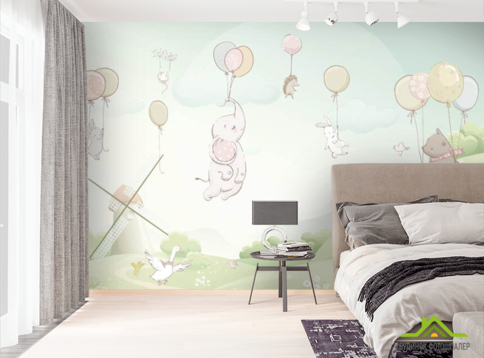 выбрать Фотошпалери тварини на повітряних кульках Фотошпалери різні на стіну