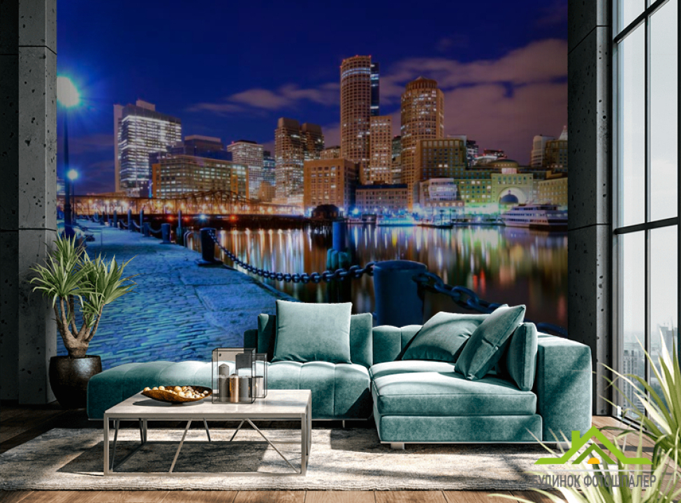 выбрать Фотошпалери Нічна набережна Фотошпалери Місто на стіну