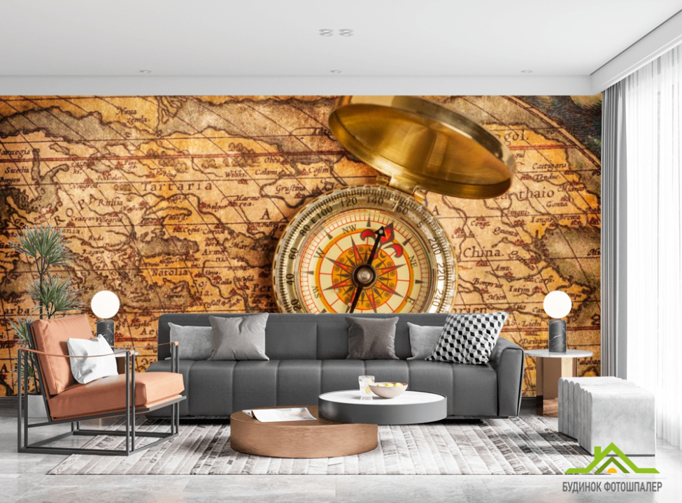 выбрать Фотошпалери Стара карта з компасом Фотошпалери карта Світу на стіну