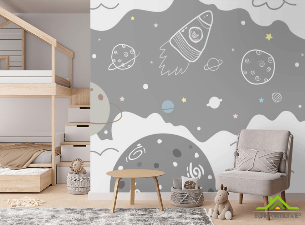 выбрать Фотошпалери Космос дитячий Фотошпалери Little kids на стіну