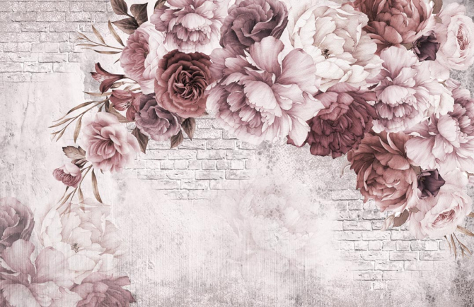 Фотошпалери Вінтажні бордові піони