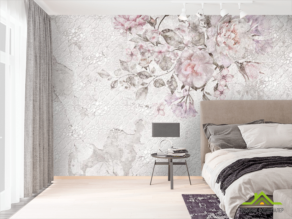 Фотообои Узор и нежные цветы