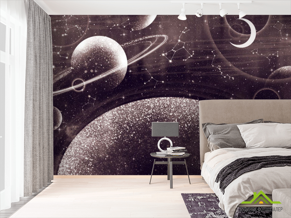 Фотообои Дизайнерские планеты коричневый оттенок
