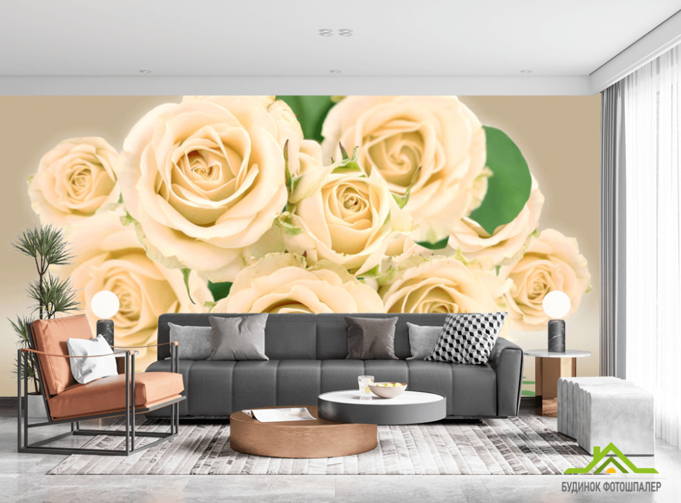 выбрать Фотошпалери Бежеві троянди Фотошпалери Квіти на стіну