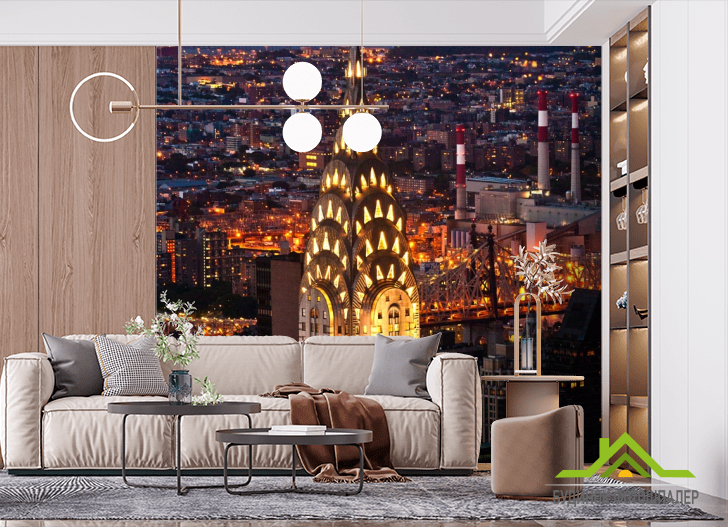 Фотообои шпиль в мегаполисе