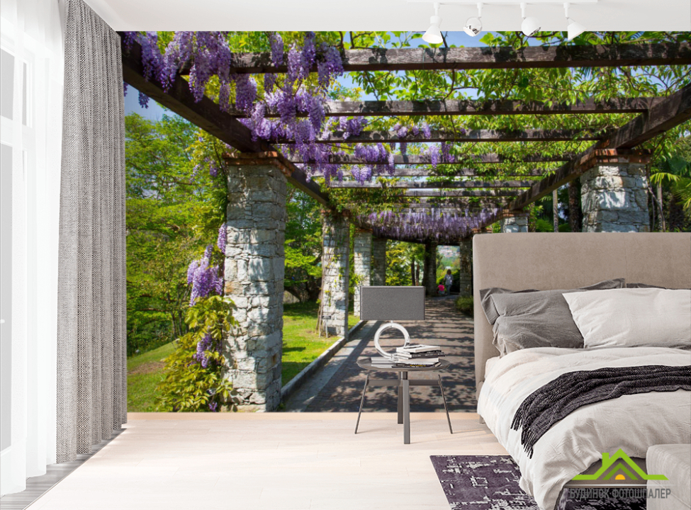 выбрать Фотообои Арка с глицинией Фотообои Расширяющие пространство на стену