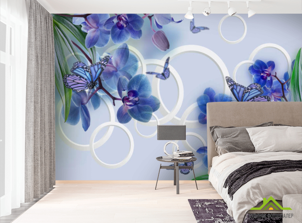 выбрать Фотошпалери сині орхідеї і метелики Фотошпалери Квіти на стіну