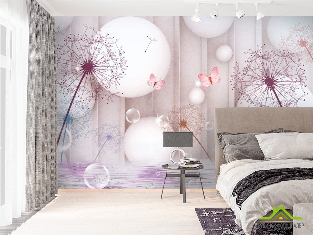 Фотообои одуванчики и шары