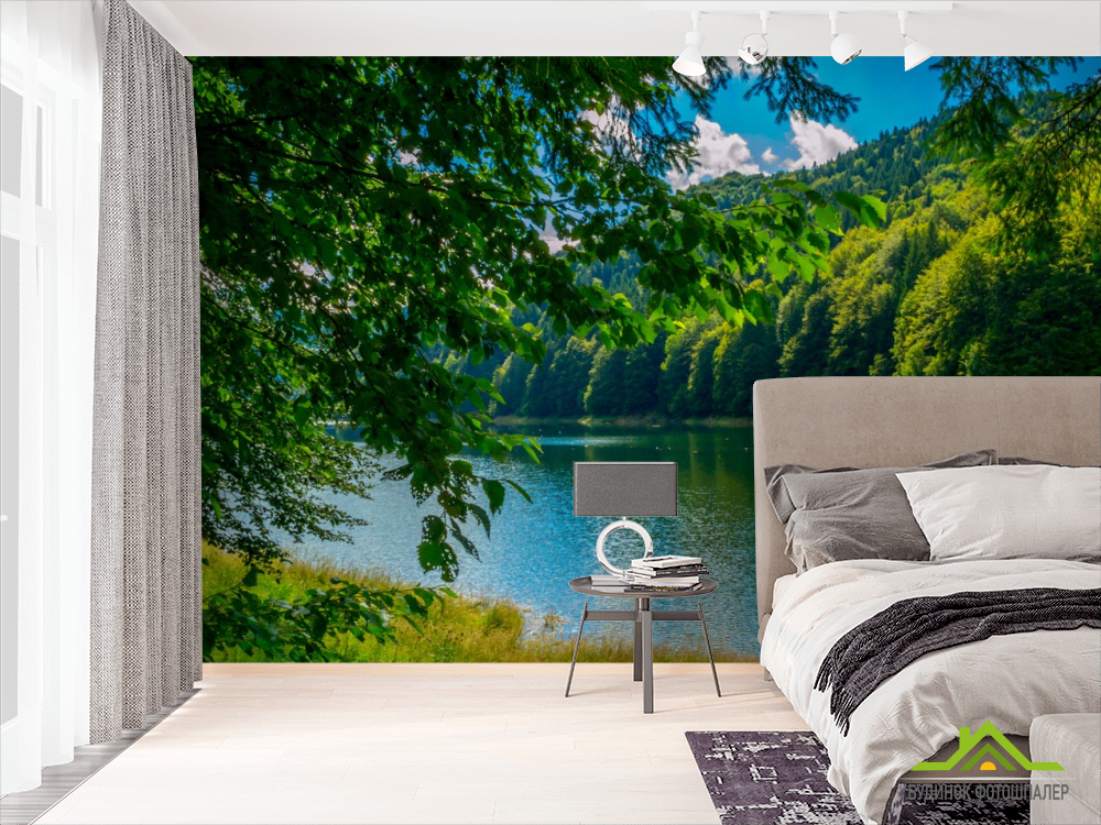 Фотообои зеленые деревья над рекой