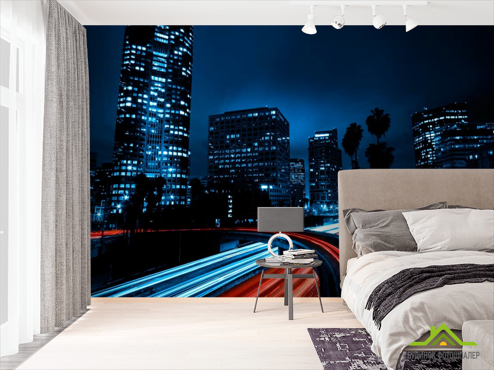 Фотообои Ночь и яркая дорога