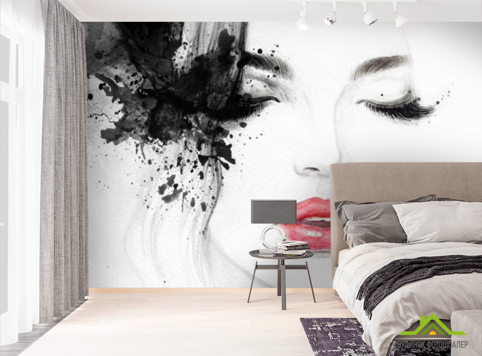 выбрать Фотообои Девушка акварелью Фотообои в салон красоты на стену
