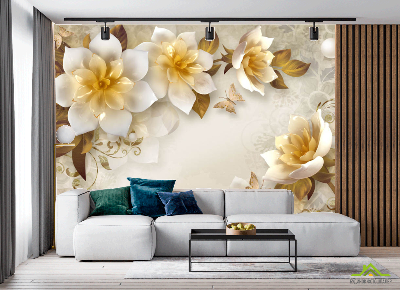 Фотообои Керамические 3д цветы