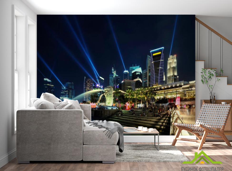 выбрать Фотообои Фонтан на набережной Фотообои Город на стену