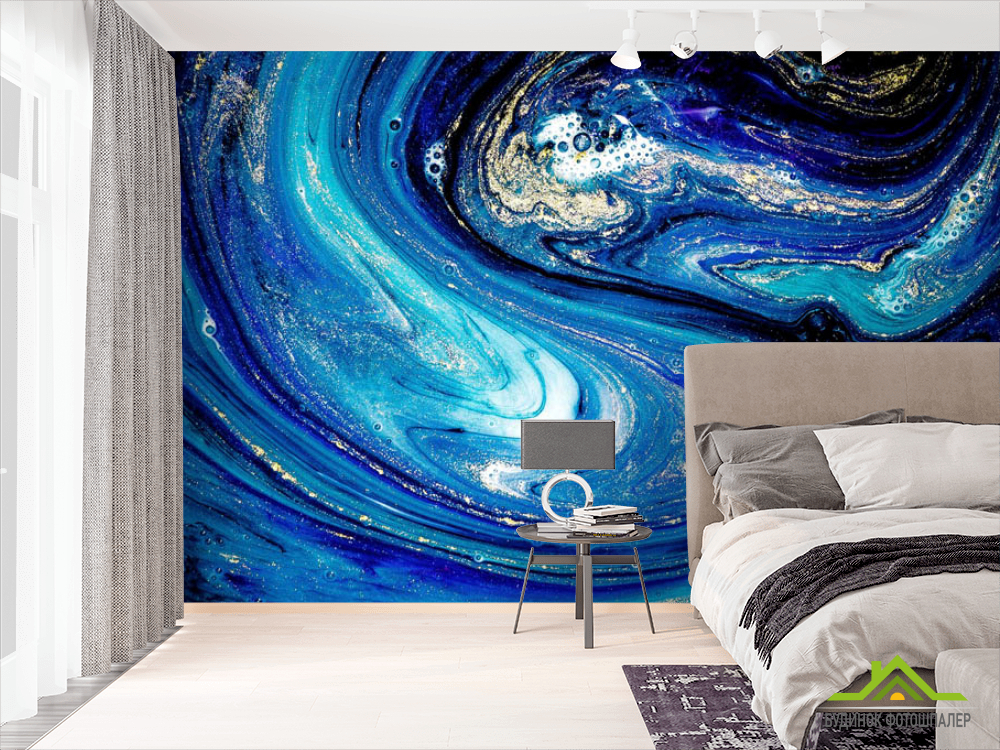 Фотошпалери сині розводи флюїд