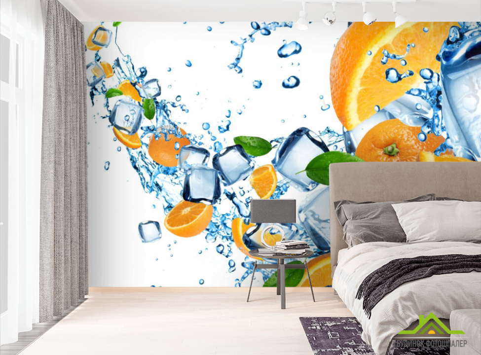выбрать Фотообои Апельсины и кубики льда Фотообои Еда и напитки на стену