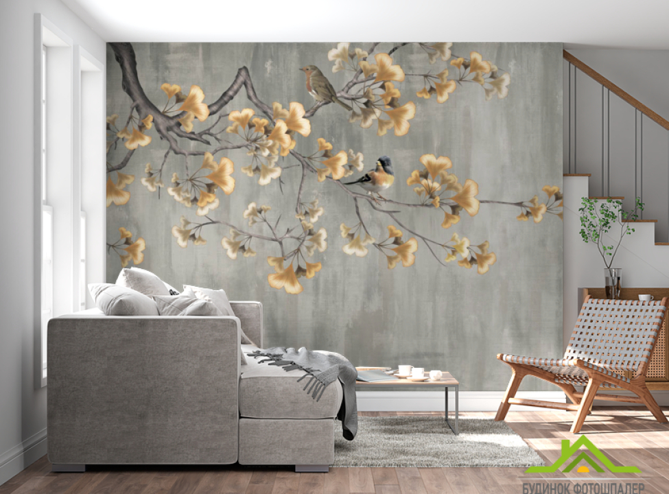 выбрать Фотошпалери Гінкго та птиці Фотообої по стилю на стіну