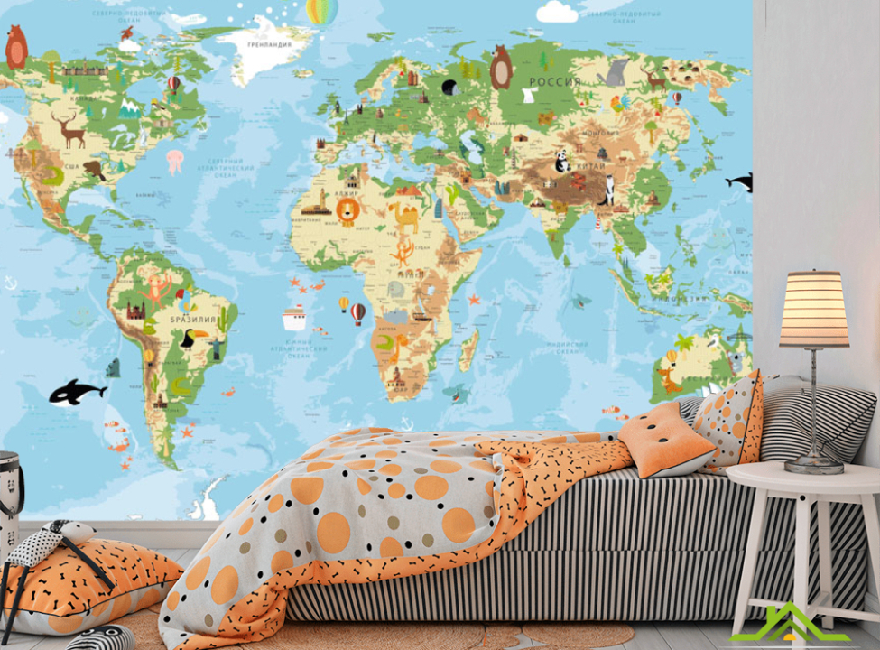 выбрать Фотообои Карта в детскую Фотообои Развивающие карты на стену
