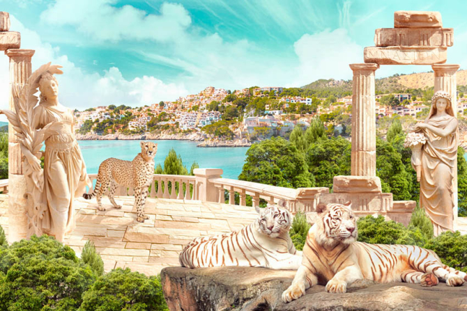 Фотошпалери Фреска з тиграми