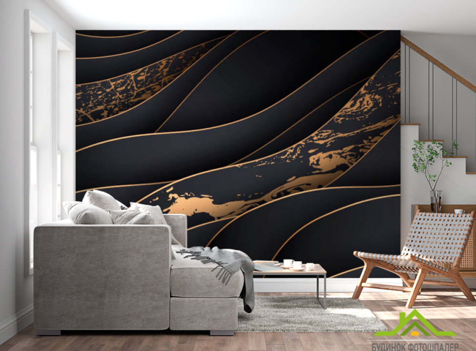 выбрать Фотообои Золотые абстрактные волны Фотообои Абстракция на стену