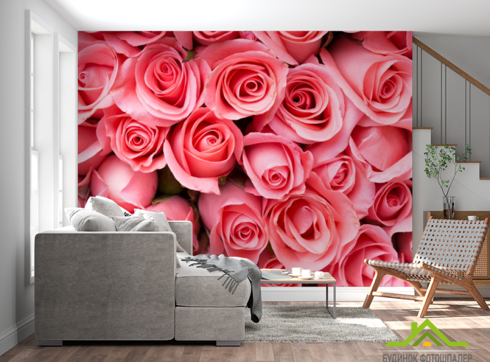 выбрать Фотообои яркие розовые розы Фотообои Розы на стену