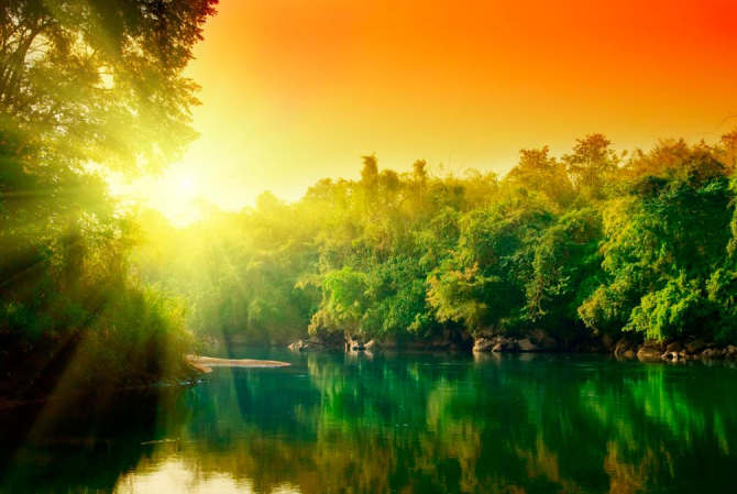 Фотообои Рассвет на речке