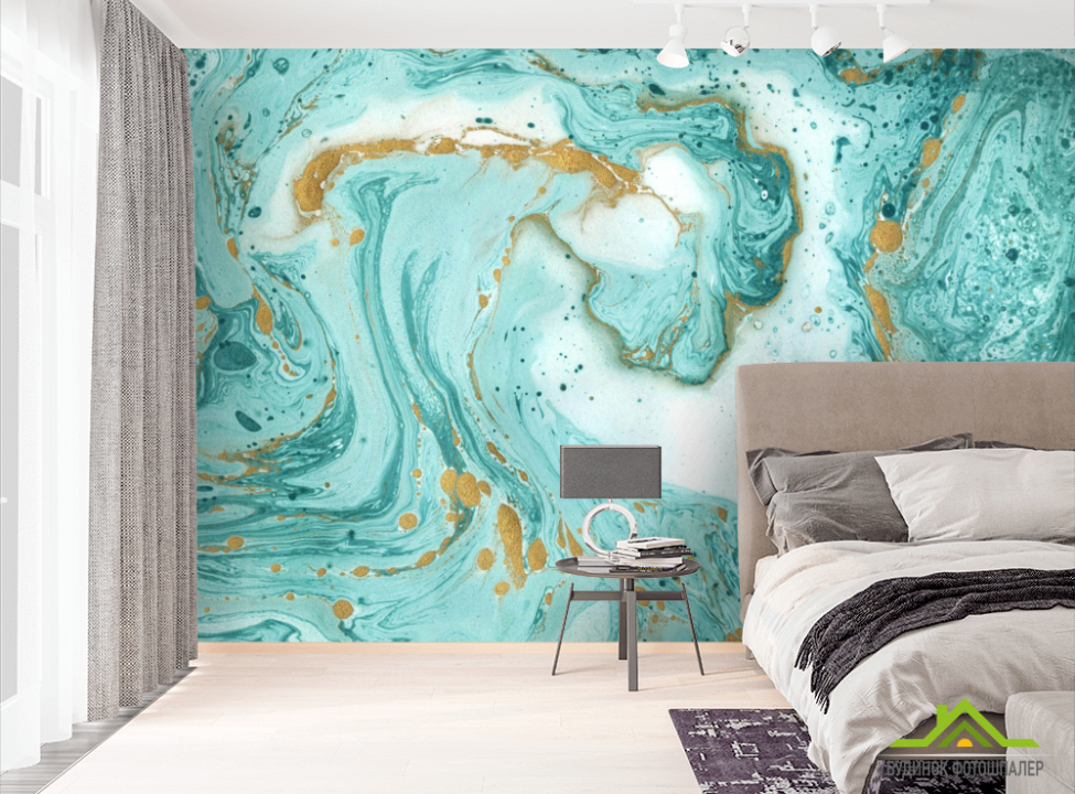 выбрать Фотошпалери Бірюзовий флюїд Фотошпалери Fluid art на стіну