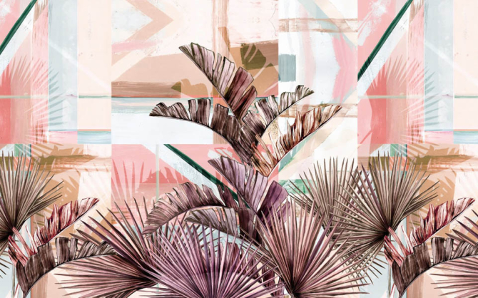 Фотошпалери рожеві тропічні листя