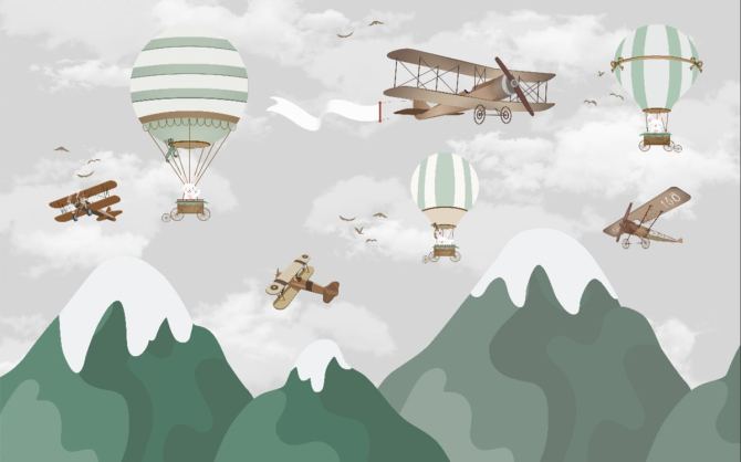 Фотошпалери дитячі гори і літаки