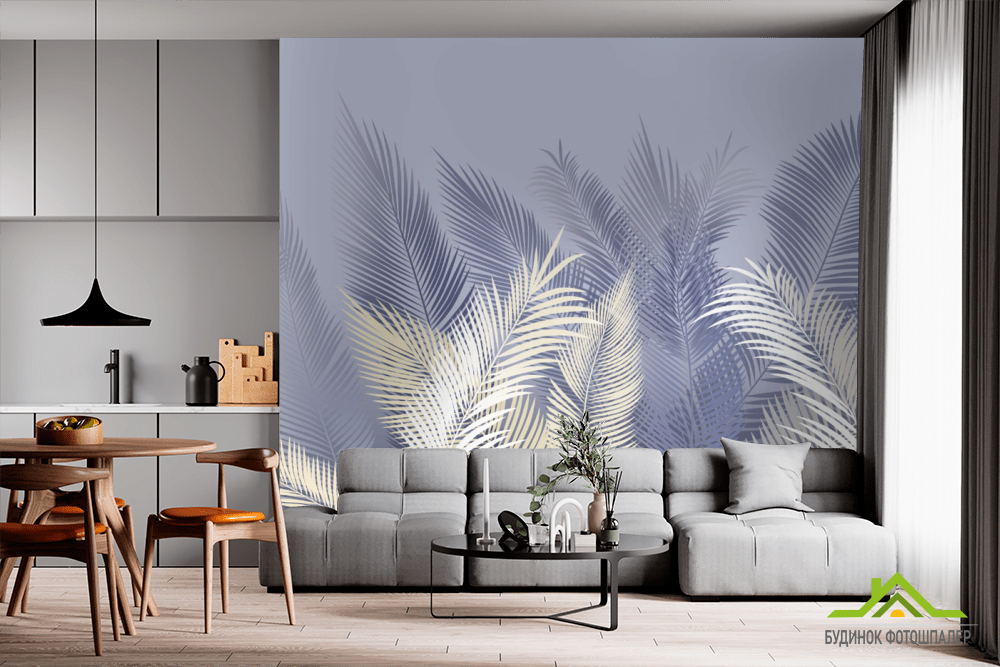 Фотошпалери сірі листя на стіну