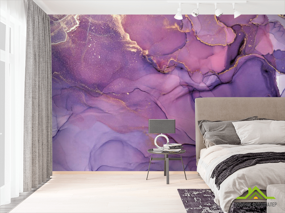 Фотошпалери яскравий фіолетовий fluid art