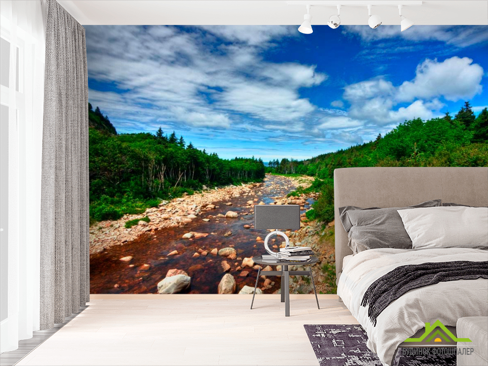 Фотошпалери Річка, хмари