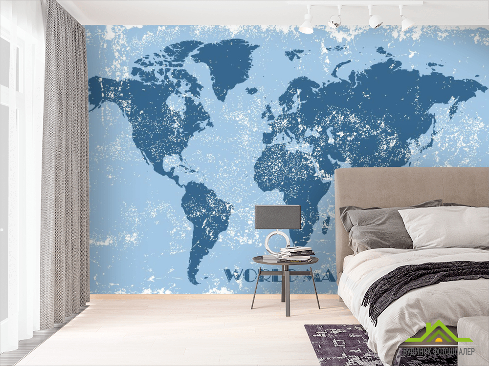 Фотообои Синяя карта мира