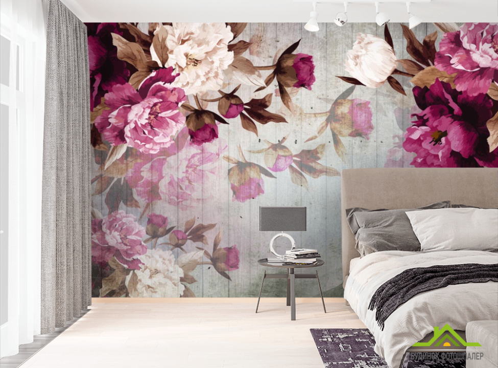 выбрать Фотошпалери Вінтажні бордові півонії Фотошпалери Квіти на стіну